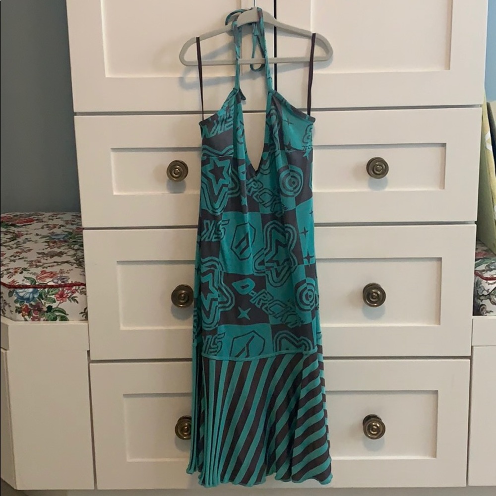 Diesel Y2K Green and Brown Mini Dress